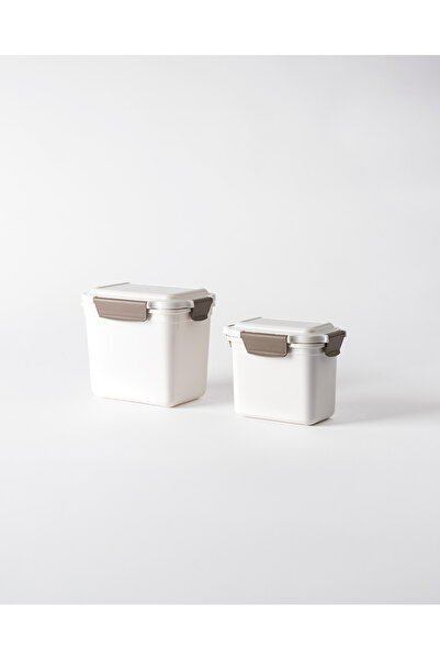 Madame Coco Granada 2-Piece Deep Rectangular Storage Container - Soft Ecru - ...