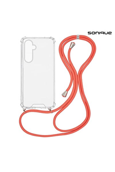 Sonique Θήκη Σιλικόνης με Κορδόνι Armor Clear Samsung Galaxy M35 5G Κοραλλί