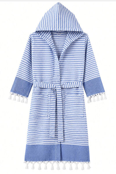 Elif Mira Hooded Children's Peshtemal Bathrobe 100% Cotton Beach, Pool, Bathr...