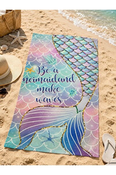 Lolliboomkids Mermaid Herringbone Pattern Beach Towel