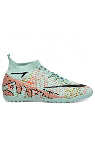 LALİGA Comfortable Lace-Up Aqua Green Patterned Astroturf Football Shoes Spor...