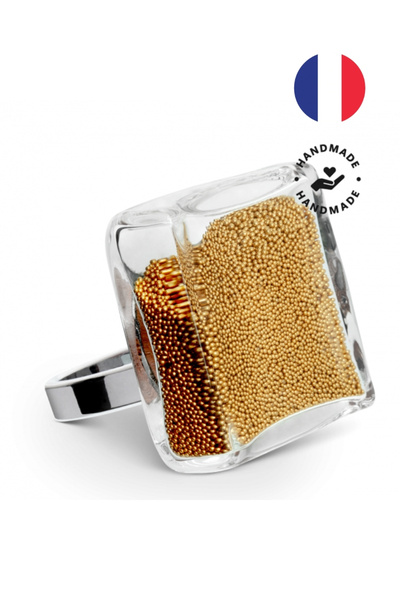 Pylones Carre Giga Billies Gold Glass Ring