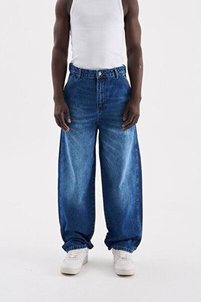 Machinist Men's Basic Balloon Fit Baggy Jeans - Blue L