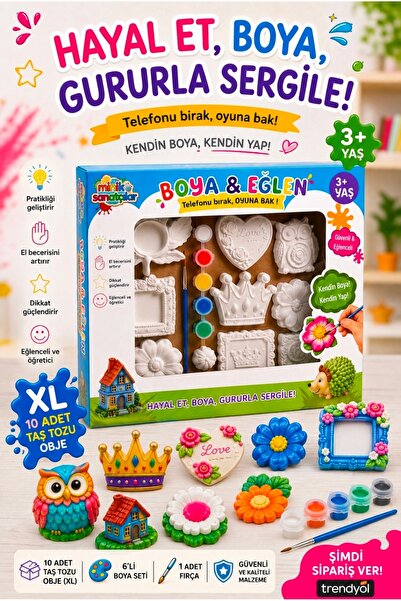 HEDİYESEPETİ1643 Taş Tozu Boyama Seti XL 10'lu – Kendin Boya Kendin Yap – 6'l...