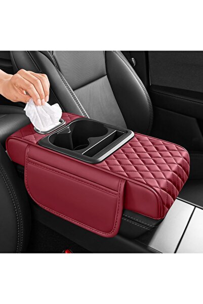 Generic 5 in 1 Car Center Console Cover, Armrest Pad with 2 Storage Pockets, ...