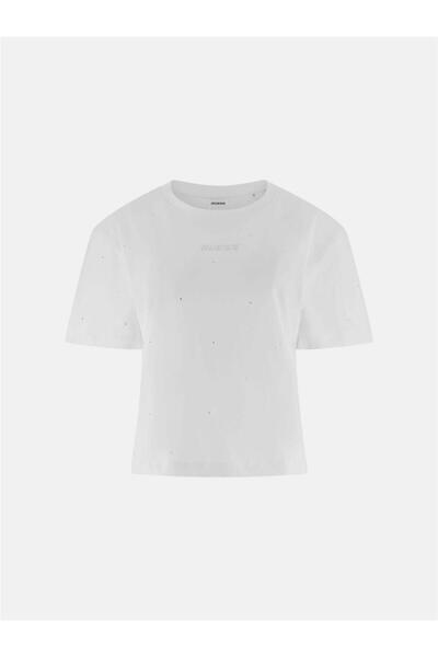 Guess Primula Kadın Aktif Boxy Fit T-Shirt Beyaz