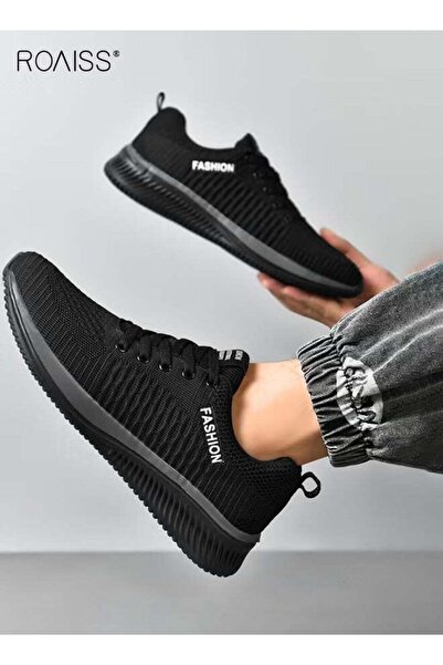 ROAISS Men Running Shoes Mesh Outdoor Lace-Up Mens Simple Sneaker Outdoor Wal...