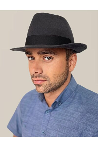 Confortino Men's luxury felt hat - Made in ROMANIA - gray hat, 5 cm brim hat,...