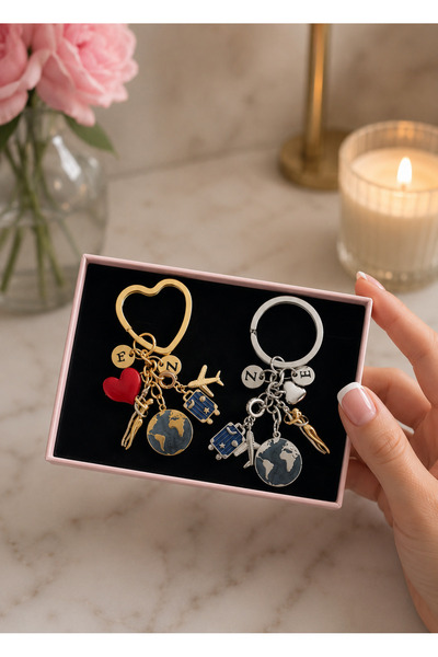Elvia Atelier Dünya Anahtarlık Çift Anahtarlığı