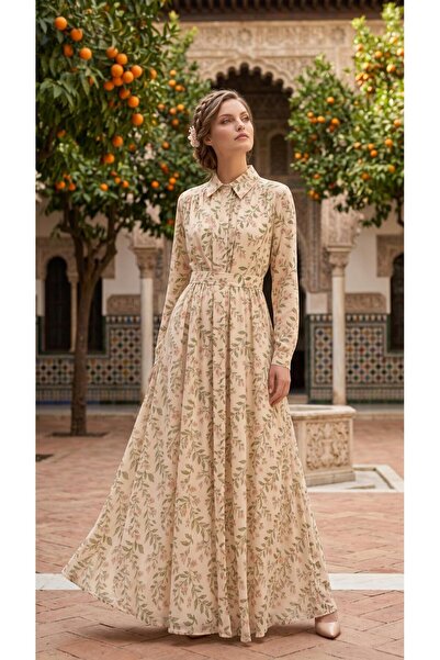 newmisal Women's Jesika Fabric Patterned Shirt Dress with Hidden Buttons