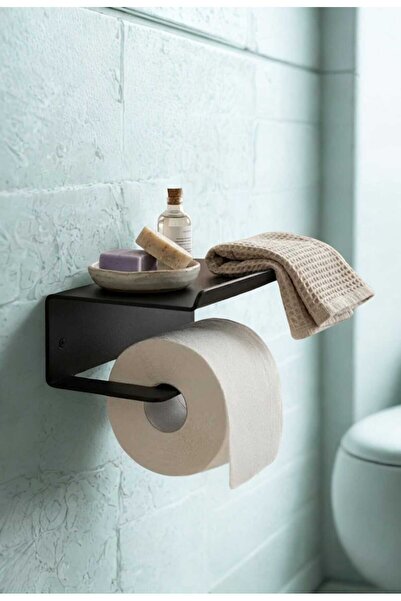 Doqudesign Bath Tuvalet Kağıtlığı-Duvara Monte Raflı Kağıtlık