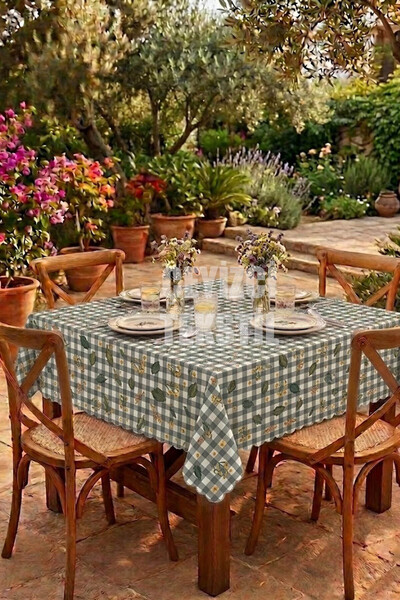 Çt Çeyizci Tekstil Digital Printed Tablecloth Table Cloth 170X170 cm Stain-Re...