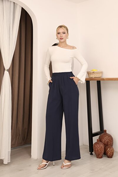 MODAELA Beli Lastiki Pocketed Tencel Palazzo Trousers