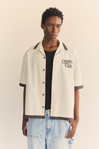 Pull & Bear Kısa kollu Cowboy Code gömlek