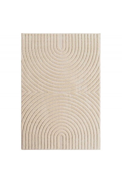 AYYILDIZ Covor modern, cu design geometric 3D, 120 x 170 cm, crem, polipropil...