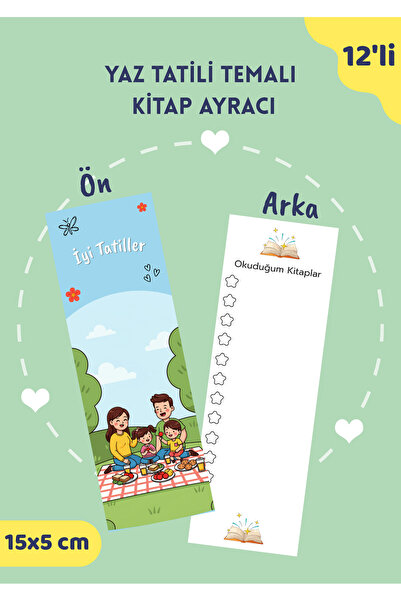 Miko Miko Şeyler 12'li İyi Tatiller Temalı Kitap Ayracı / Özel Tasarım, Hediy...