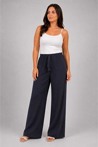 neocotton Women's Palazzo Trousers with Wrinkled Texture and Comfortable Fit