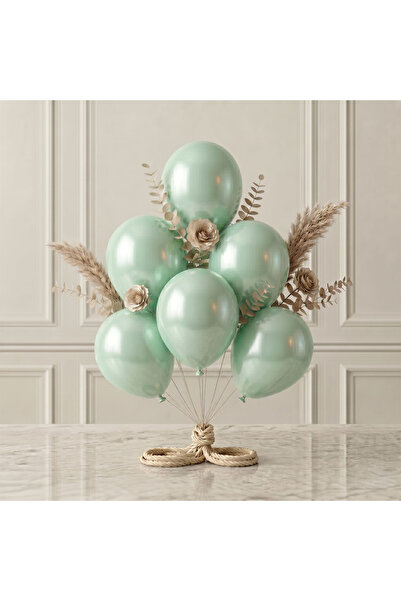 BeySüS Light Green Color Latex Metallic Balloon (30 cm) - 6 Pieces
