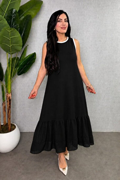 Modayakamoz New Season Women's Strappy Round Neck Skirt Hem Chiffon Detailed ...