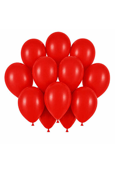 BeySüS Red Color Latex Pastel Balloon (30 cm) - 12 Pieces