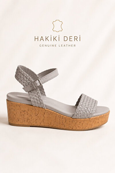 De Marscha HAKİKİ DERİ ÖRGÜ SANDALET
