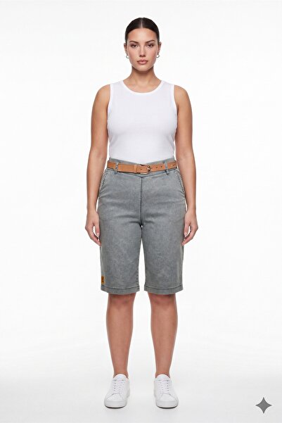EXİTLİNE Women's Khaki Summer Washable Capri Pants with Elastic Waist and Spe...