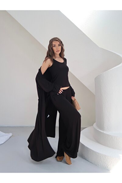 Paw Garage Pantaloni de damă Elara Ring din țesătură de viscoză, set kimono d...