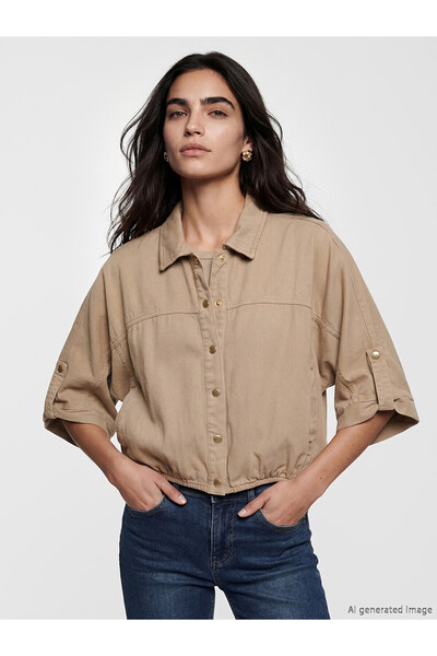 LC Waikiki Nevavm Oversize Women's Jean Shirt with a Difference