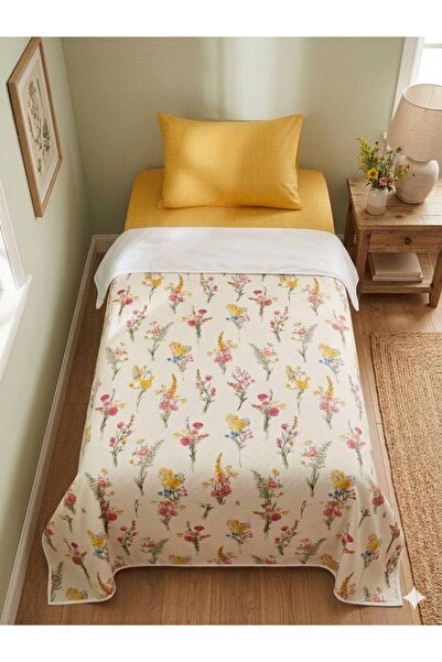 ŞENER HOME Wildflower Patterned Elastic Single Pique Set