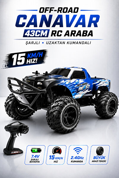 YILDIRIM OYUNCAK Uzaktan Kumandalı 15 Km/H Yapan Off Road RC Araba 43cm – 1:8...