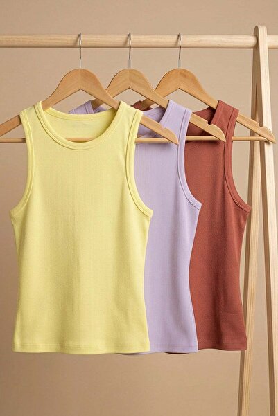 COTENCONCEPT 3 piese Tricou cu bretele din amestec de viscoză, cu nervuri