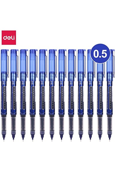 Deli Eq202 30 Roller Pen Low Odor Ink Blue - (12 Pcs)