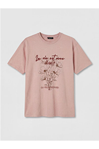 LC Waikiki νέα σεζόν Ροζ Oversize 100% Βαμβακερό Γυναικείο T-shirt