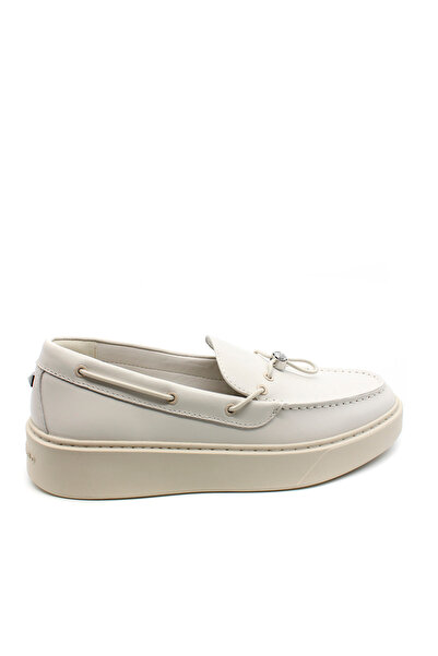 Karl Lagerfeld Ανδρικά Δερμάτινα Deck Slip On Loafers Λευκά KL53314-011 WHITE