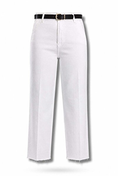 5in1Canpolat White Belted Straight Jean 120