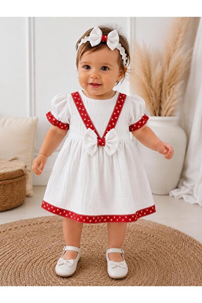 OEM Elegant Dress for Little Girls with Matching Headband, Lace and Bow