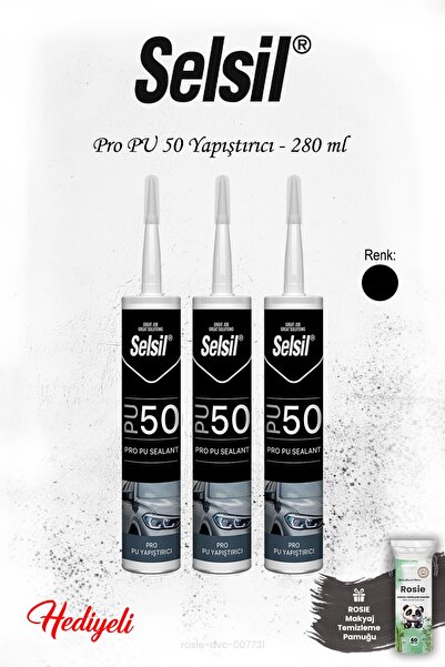 Selsil 3'lü Pro PU 50 Mastik - Siyah, ROSIE