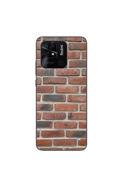 OEM Калъф, съвместим с Xiaomi Redmi 10C, силиконов гел TPU, с десен на тухлен...