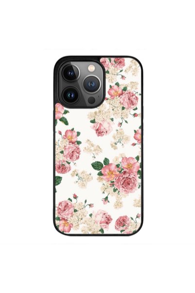 Other Apple iPhone 12 Pro Pink Flowers 2 Black Glossy Θήκη