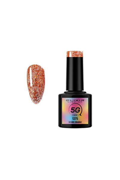 Elixir 5G GLITTER SEMI GEL (ΗΜΙΜΟΝΙΜΟ BΕΡΝΙΚΙ) - 1275 (OCHRE Orange) 8ML