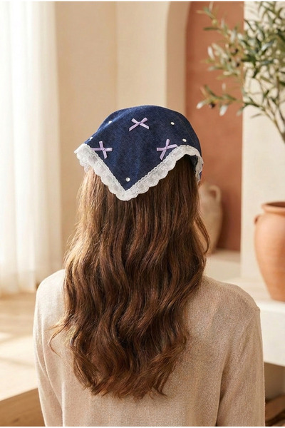 Katia&Bony Bandana Formunda Fiyonklu Taşlı Taç Koyu Mavi