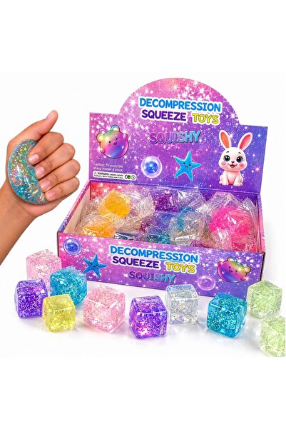 Zenorius Cub Antistres Glitter, Ice Cube 3x3cm, Jucărie Senzorială Squishy di...