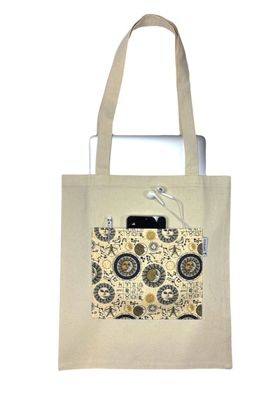 Smyrna Tote Bag with Pockets, Casual Tote Bag, Beach Bag, 100% Cotton Thick R...