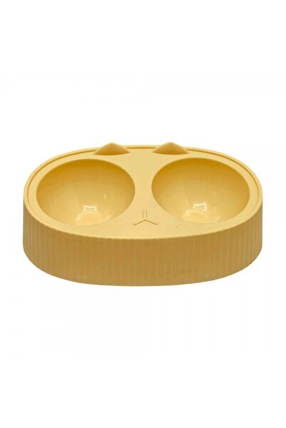 Cozy Paws Dual Feeding Bowl Yellow 34x20x9cm Large Double Cat & Dog Food Wate...