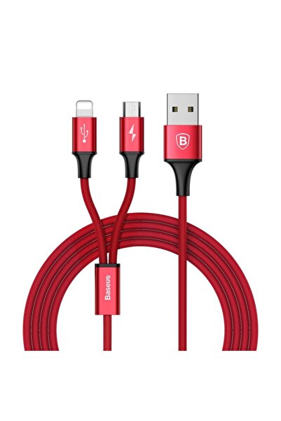 Baseus Cablu de date USB rapid 2 în 1 Lightning / micro USB 3A 1.2m roșu