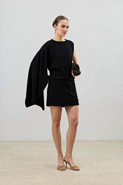 Antioch طقم نسائي أسود غير متماثل بكم واحد