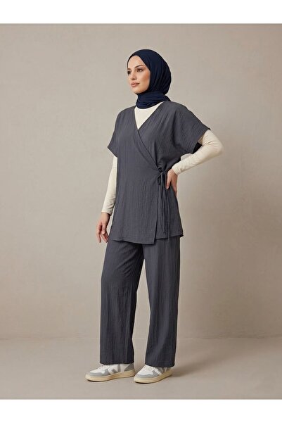 Lunsera Store سترة برباط جانبي - أنثراسايت