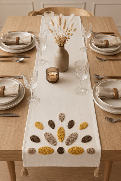 Shopyteks 100% Cotton Linen Bohemian Punch Embroidered Table Runner – 30X140 ...