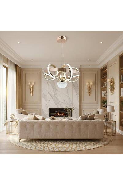 Elizim Home Lighting Hira Lüx Kalite Gold Ledli Sarkıt Avize