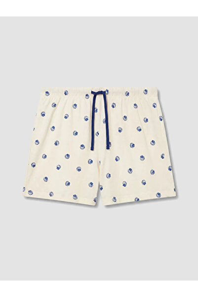 LC Waikiki Ecru Patterned Women's Shorts Pajama Bottoms 2-Piece Set